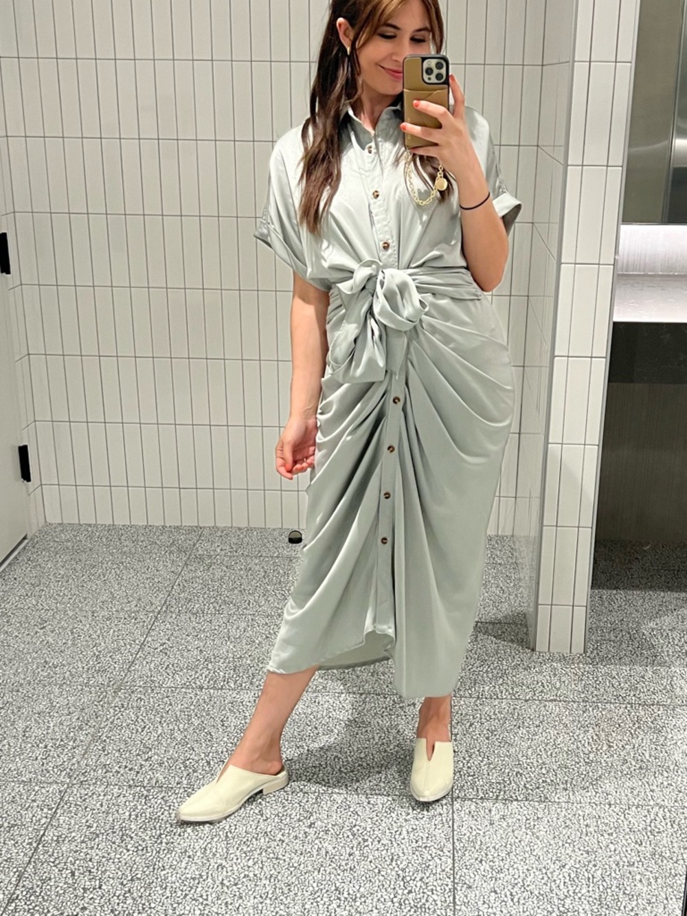 Light teal Button-down midi dress